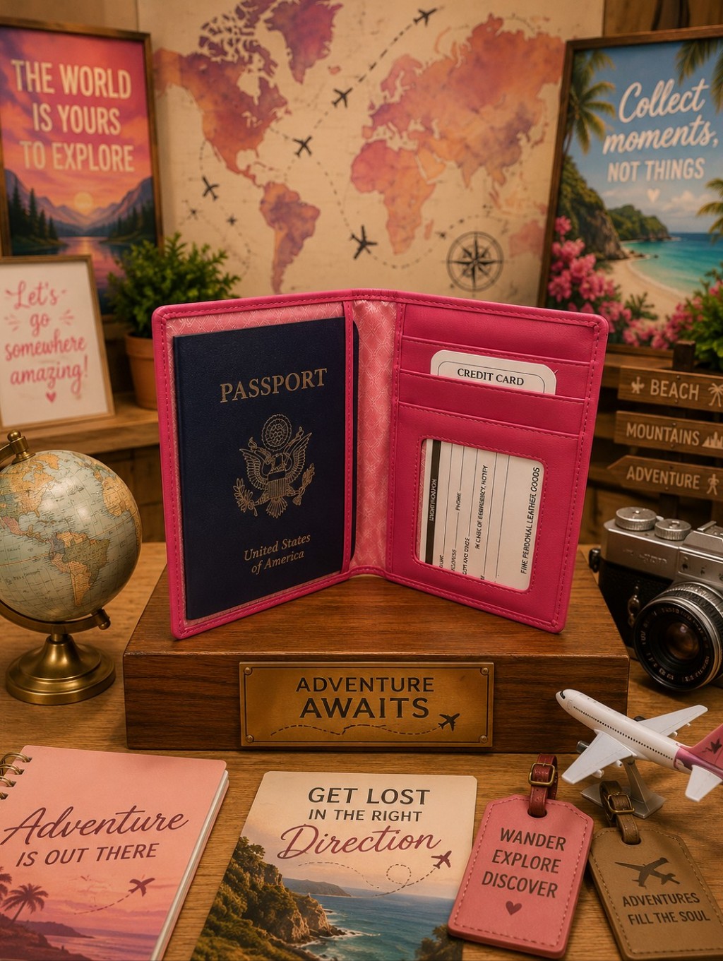 Passport Wallet With Card Slots  Leather
